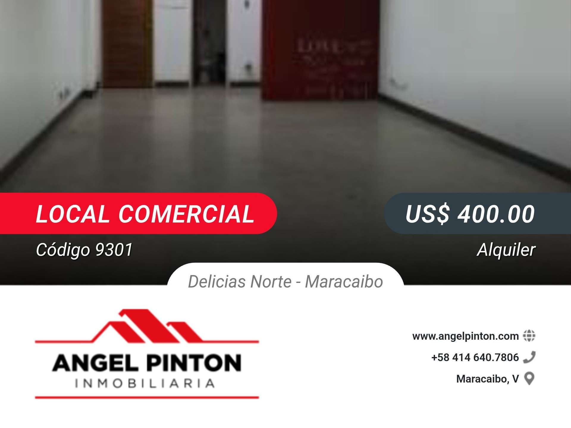 API 9301
LOCAL COMERCIAL EN ALQUILER C.C. PASEO DELICIAS NORTE 
$ 400