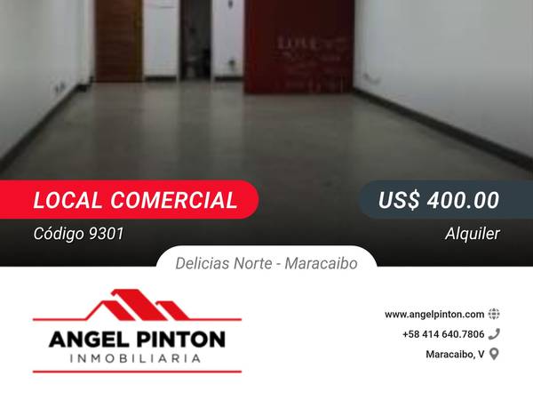 API 9301
LOCAL COMERCIAL EN ALQUILER C.C. PASEO DELICIAS NORTE 
$ 400