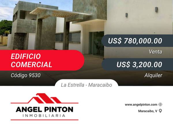 API 9530
EDIF. COMERCIAL VENTA/ALQUILER LA ESTRELLA MARACAIBO 
Venta	780,000.00
Alquiler 3.200